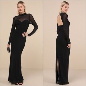 Lulu's Black Sheer Maxi Dress